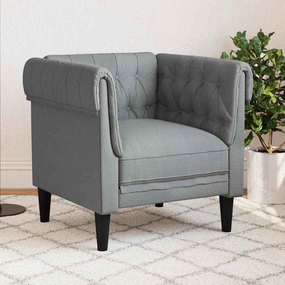Chesterfield Sessel Hellgrau Stoff