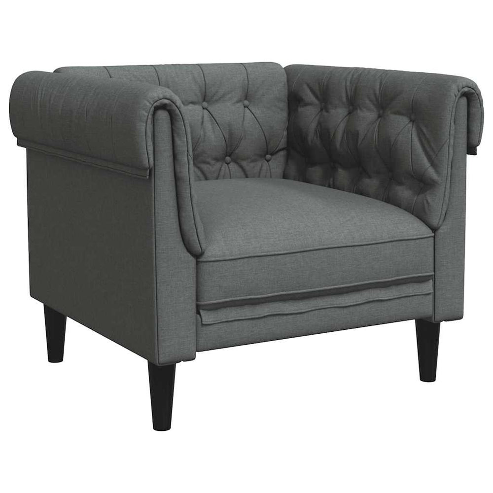 Chesterfield Sessel Dunkelgrau Stoff