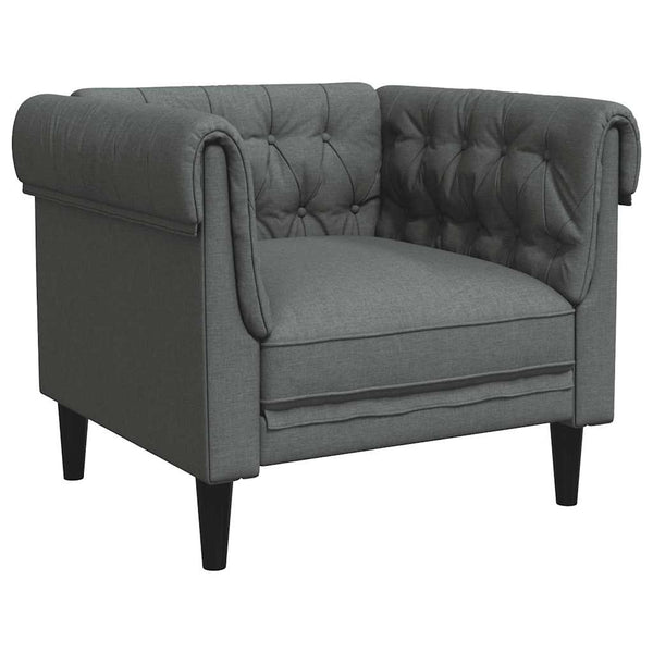 vidaXL Fauteuil Chesterfield tissu gris foncé