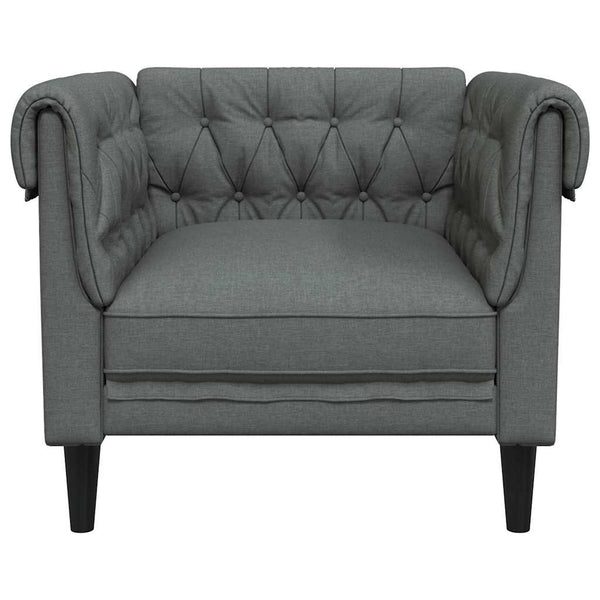 vidaXL Fauteuil Chesterfield tissu gris foncé