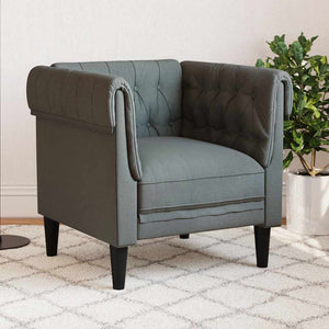 vidaXL Fauteuil Chesterfield tissu gris foncé