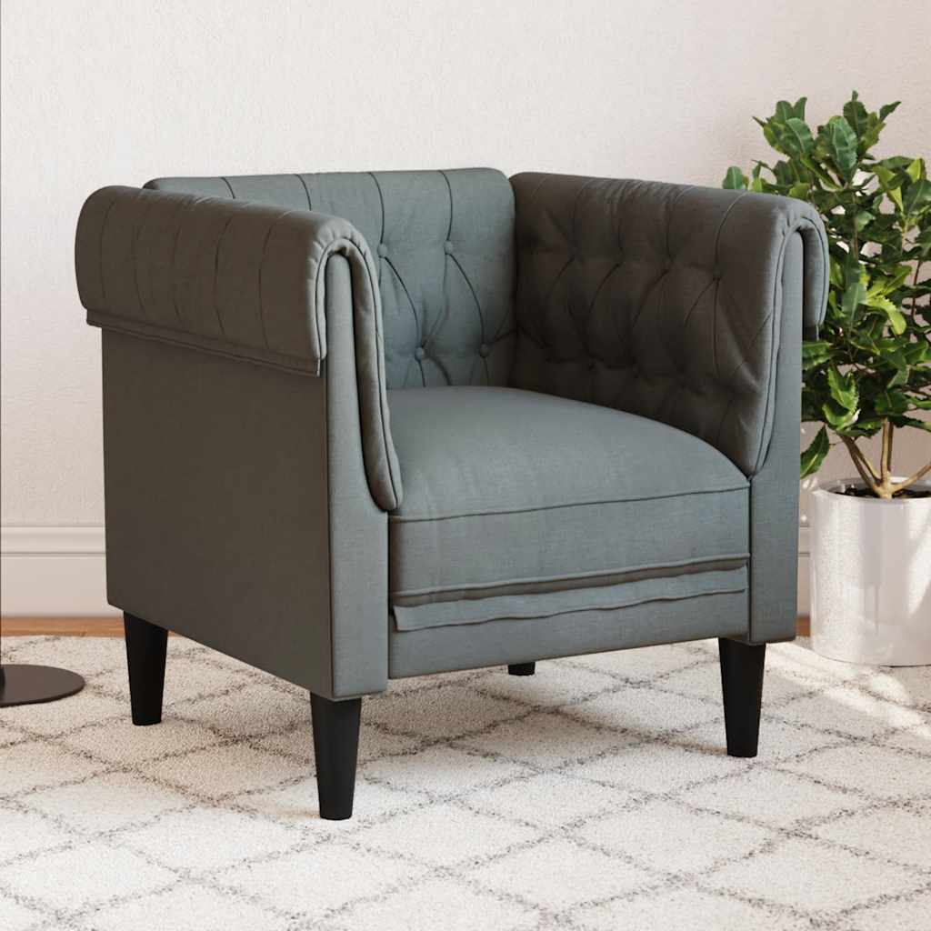 vidaXL Fauteuil Chesterfield tissu gris foncé