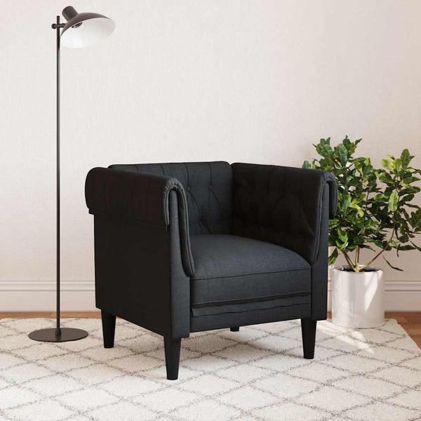 vidaXL Chesterfield Armchair Black Fabric
