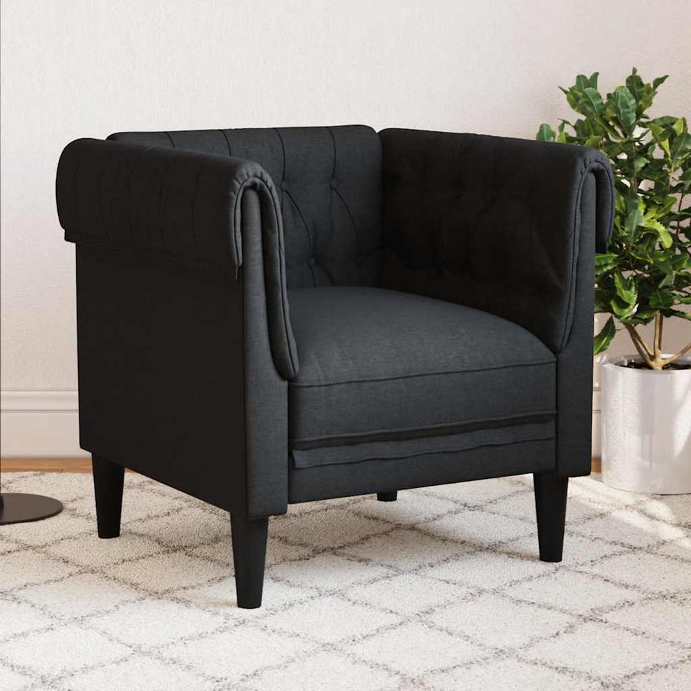 vidaXL Chesterfield Armchair Black Fabric