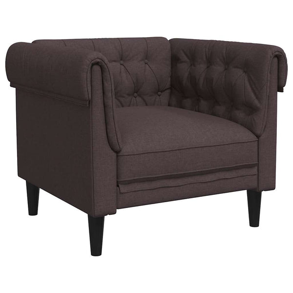 Chesterfield Sessel Dunkelbraun Stoff