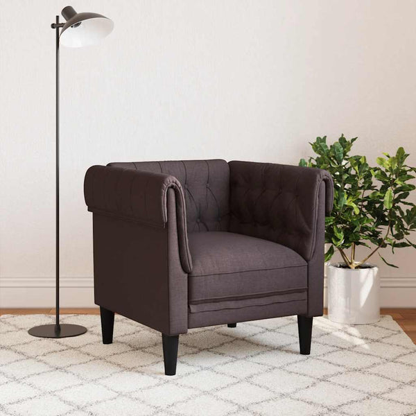 Chesterfield Sessel Dunkelbraun Stoff