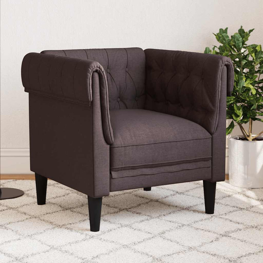 vidaXL Chesterfield Armchair Dark Brown Fabric