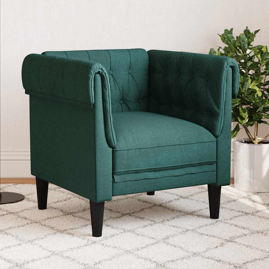 vidaXL Fauteuil Chesterfield Vert foncé Tissu