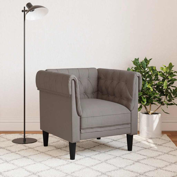 Chesterfield Sessel Taupe Stoff