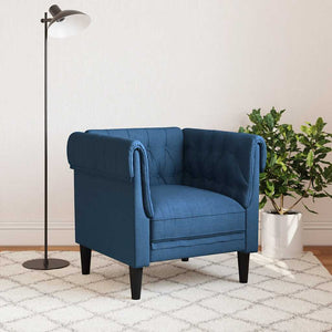 Blauer Chesterfield Sessel Stoff