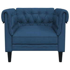Blauer Chesterfield Sessel Stoff