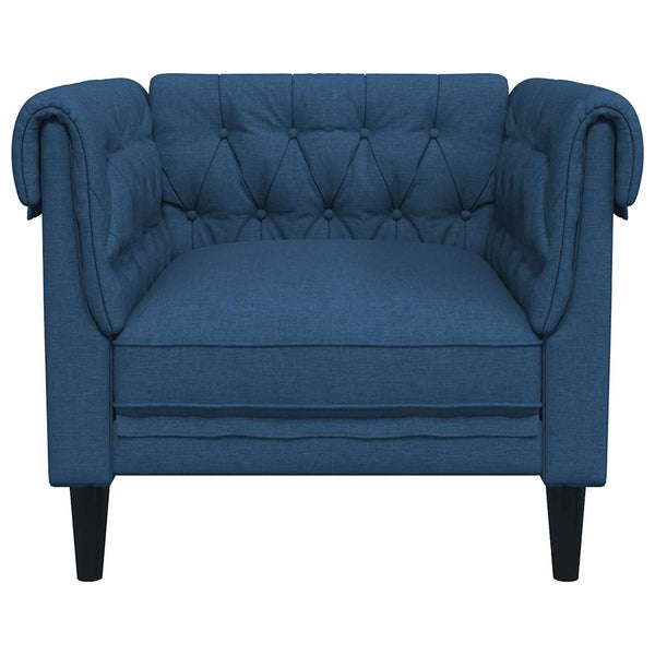 Blauer Chesterfield Sessel Stoff