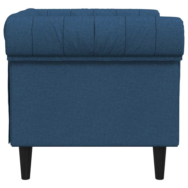 Blauer Chesterfield Sessel Stoff