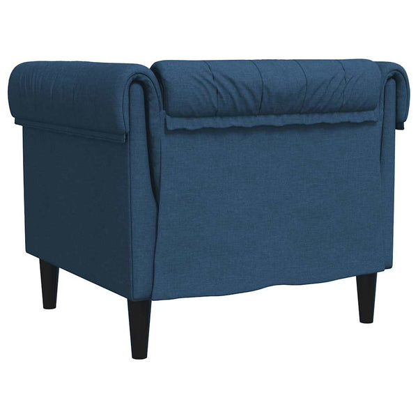 Blauer Chesterfield Sessel Stoff