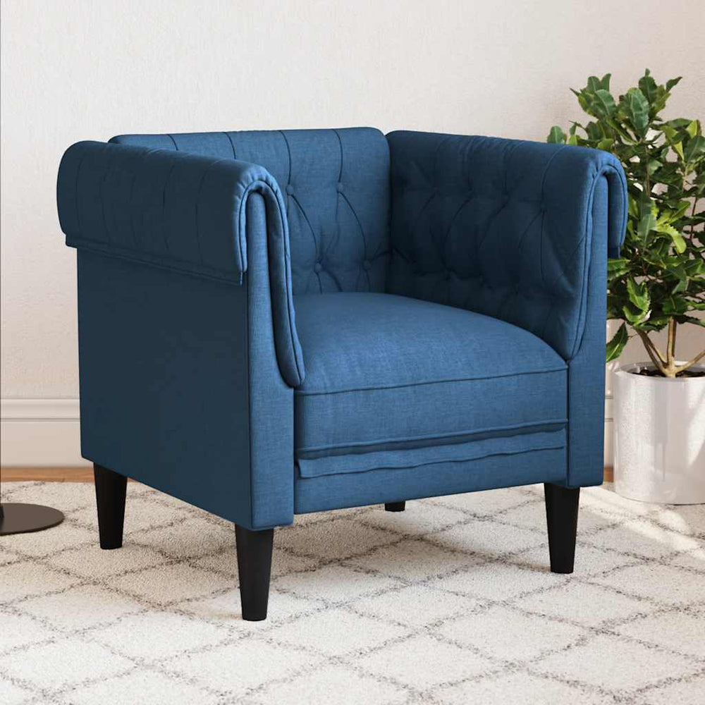 Blauer Chesterfield Sessel Stoff