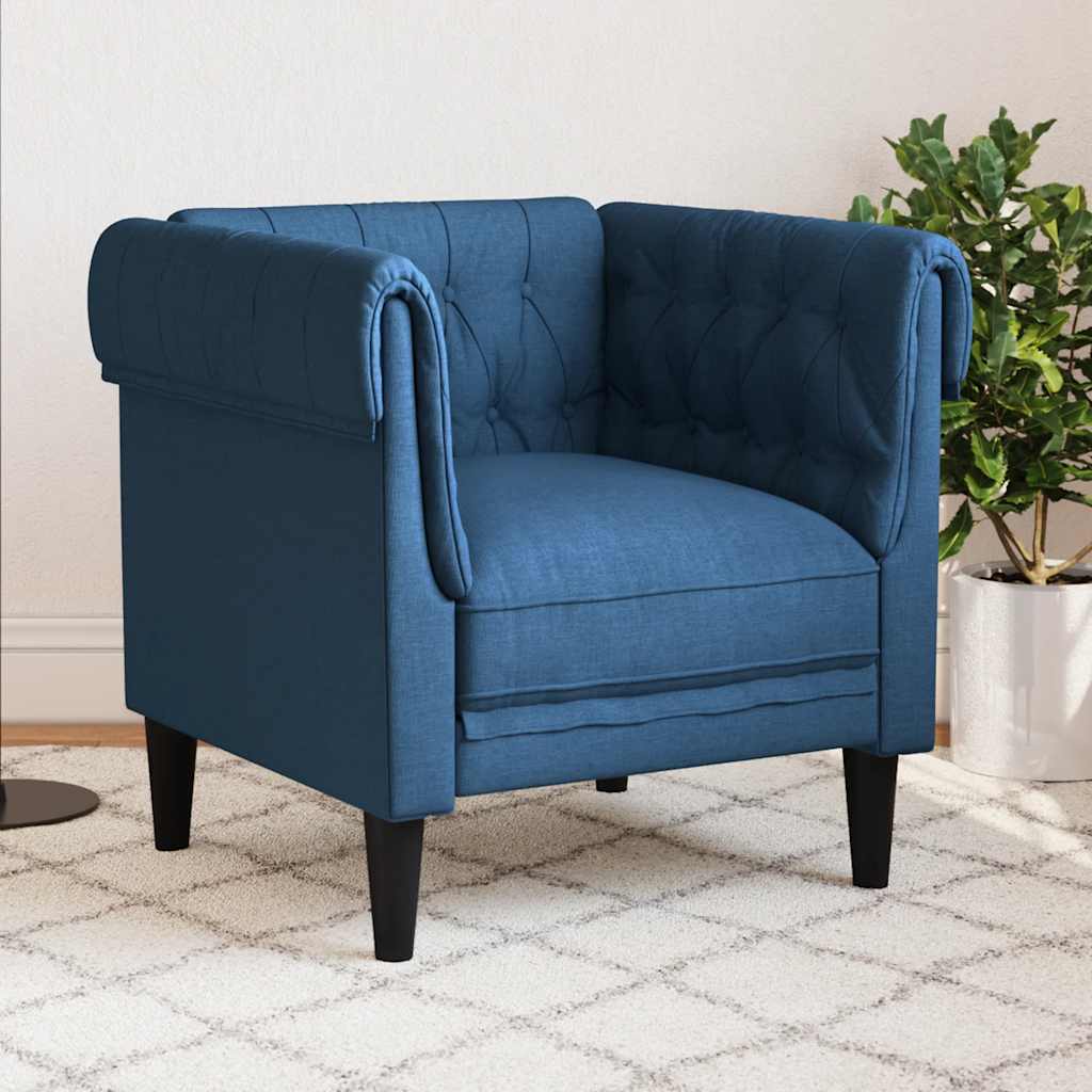 Blauer Chesterfield Sessel Stoff