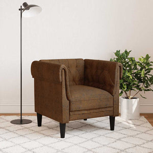 vidaXL Chesterfield Armchair Brown Fabric
