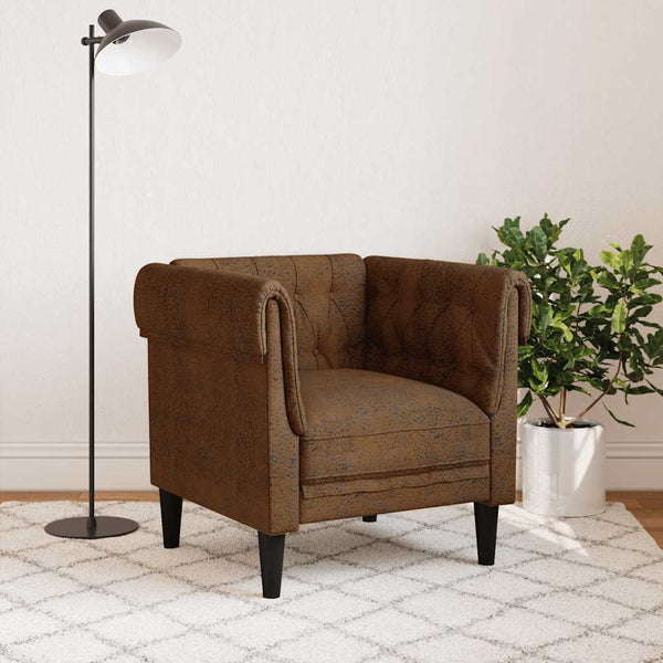 vidaXL Chesterfield Armchair Brown Fabric