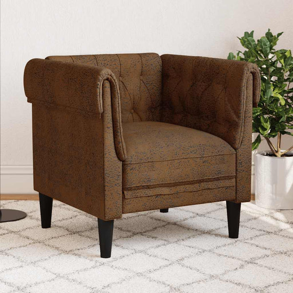 vidaXL Chesterfield Armchair Brown Fabric
