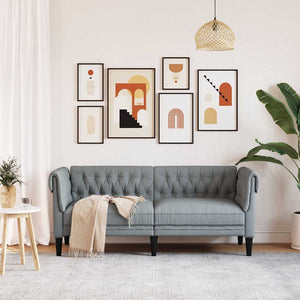 Chesterfield Sofa 2-Sitzer Hellgrau