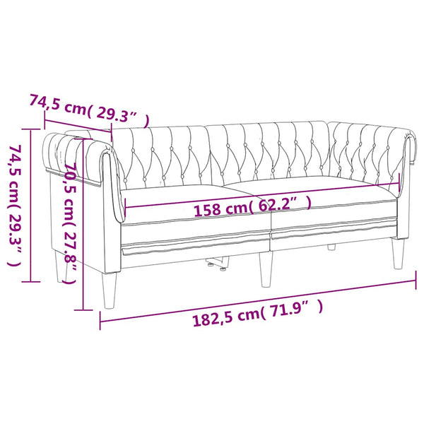 Chesterfield Sofa 2-Sitzer Hellgrau