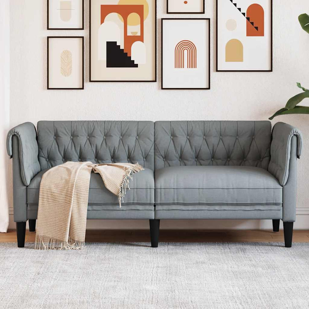 Chesterfield Sofa 2-Sitzer Hellgrau