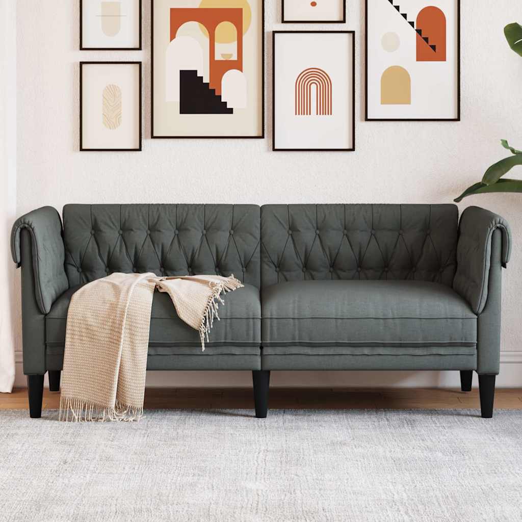 Chesterfield Sofa 2-Sitzer Dunkelgrau