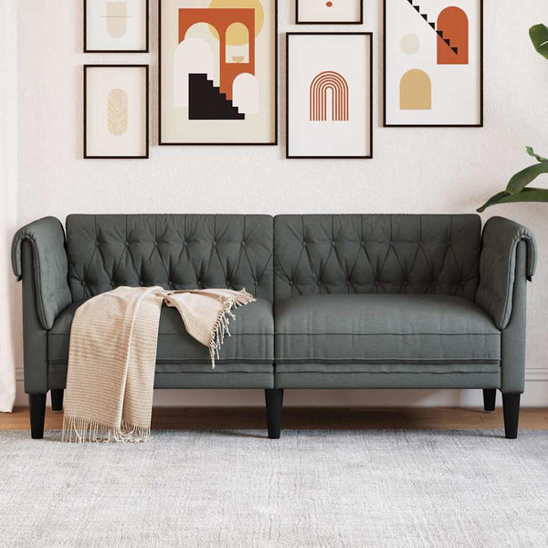 Chesterfield Sofa 2-Sitzer Dunkelgrau