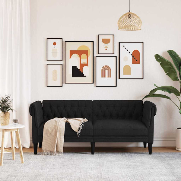 Chesterfield Sofa 2-Sitzer Schwarz