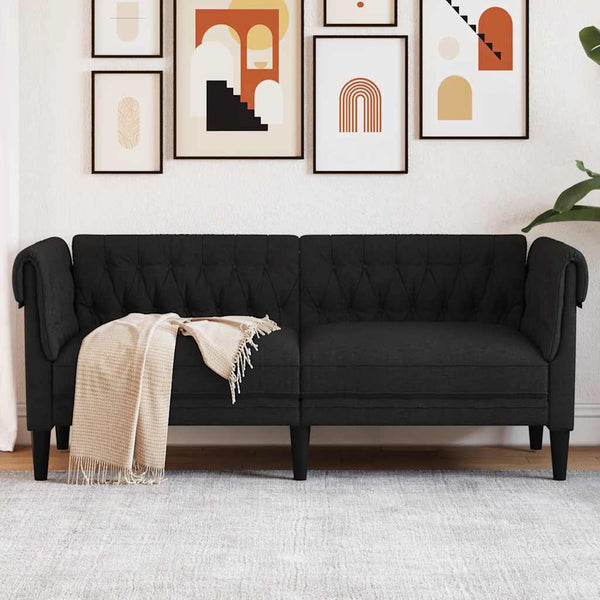 Chesterfield Sofa 2-Sitzer Schwarz