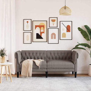vidaXL Chesterfield 2-Seater Sofa Taupe Fabric