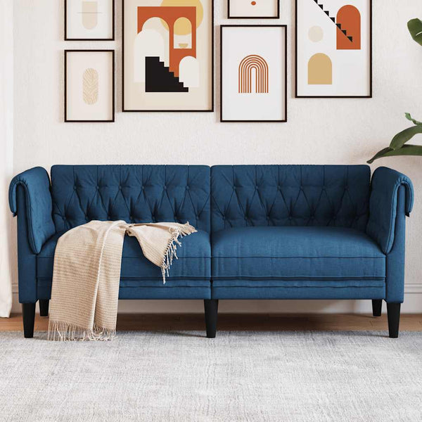 Blaues Chesterfield Sofa 2-Sitzer
