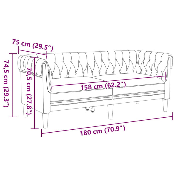 Chesterfield Sofa 2-Sitzer Braun