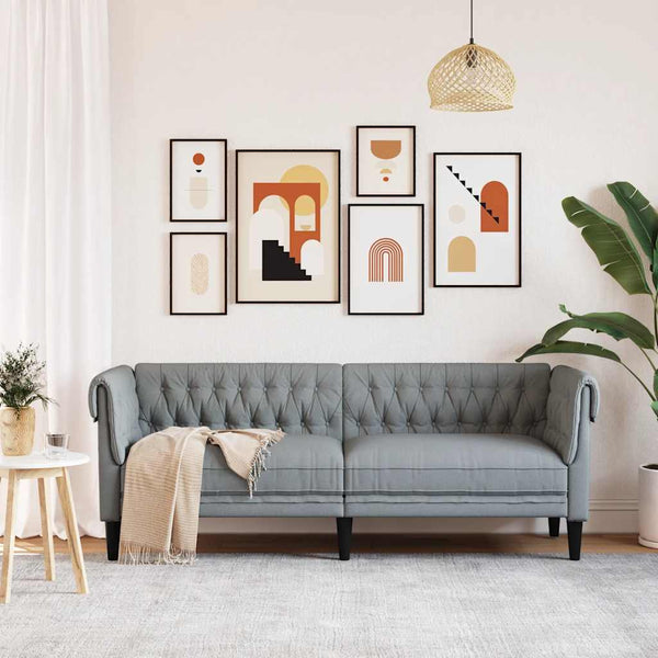 Chesterfield Sofa 3-Sitzer Hellgrau