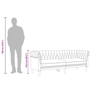 Chesterfield Sofa 3-Sitzer Dunkelgrau
