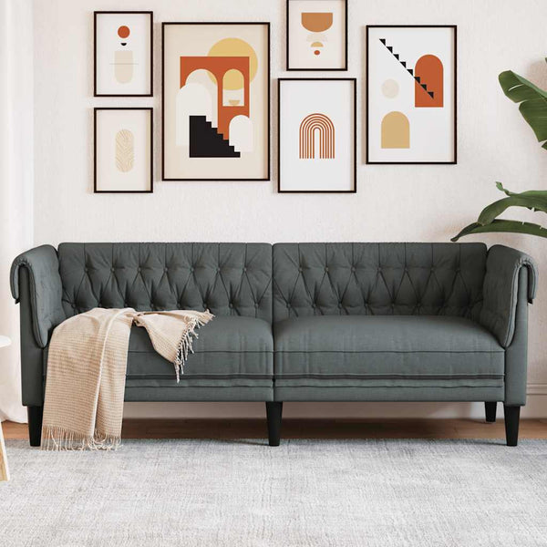 Chesterfield Sofa 3-Sitzer Dunkelgrau