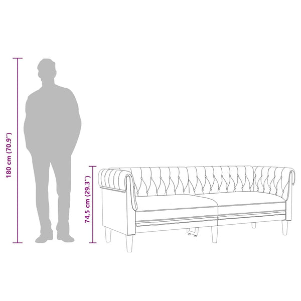 Chesterfield Sofa 3-Sitzer Schwarz