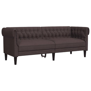 vidaXL Canapé Chesterfield 3 places en tissu marron foncé