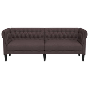 vidaXL Canapé Chesterfield 3 places en tissu marron foncé