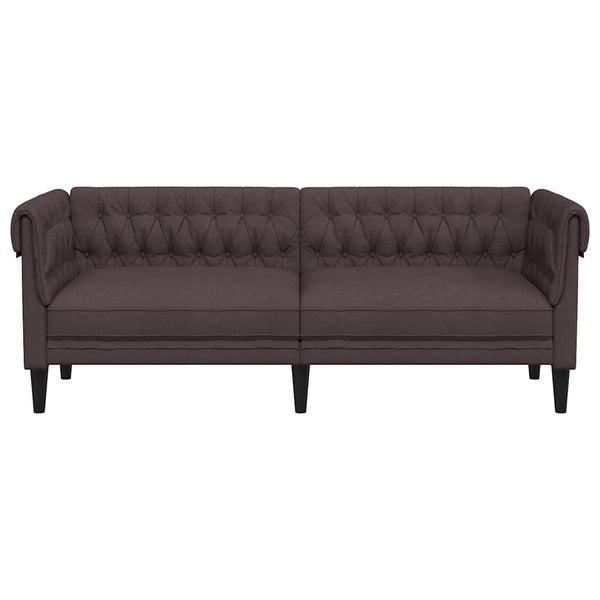 vidaXL Canapé Chesterfield 3 places en tissu marron foncé