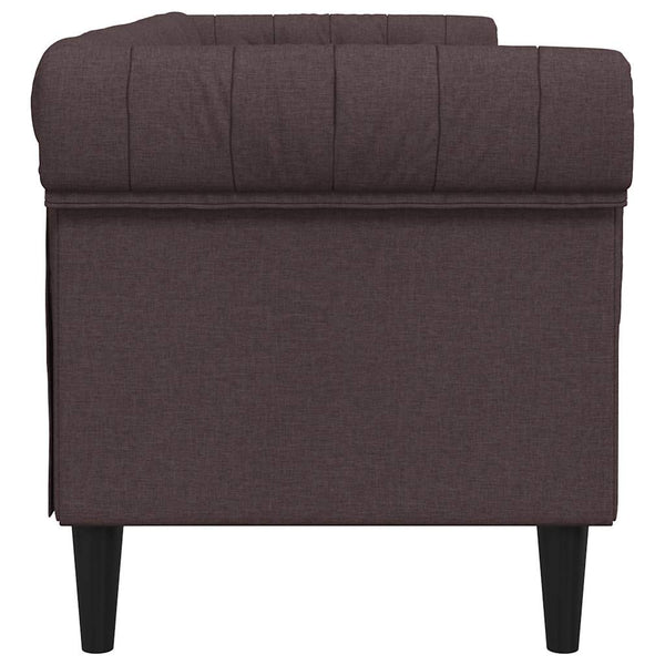 vidaXL Canapé Chesterfield 3 places en tissu marron foncé