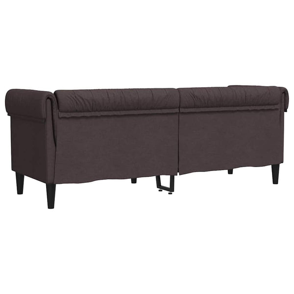 vidaXL Canapé Chesterfield 3 places en tissu marron foncé