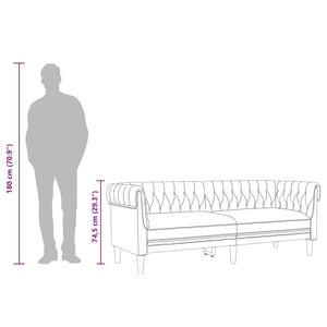 Chesterfield Sofa 3-Sitzer Taupe