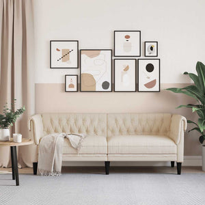 Chesterfield Leinen Sofa 3-Sitzer