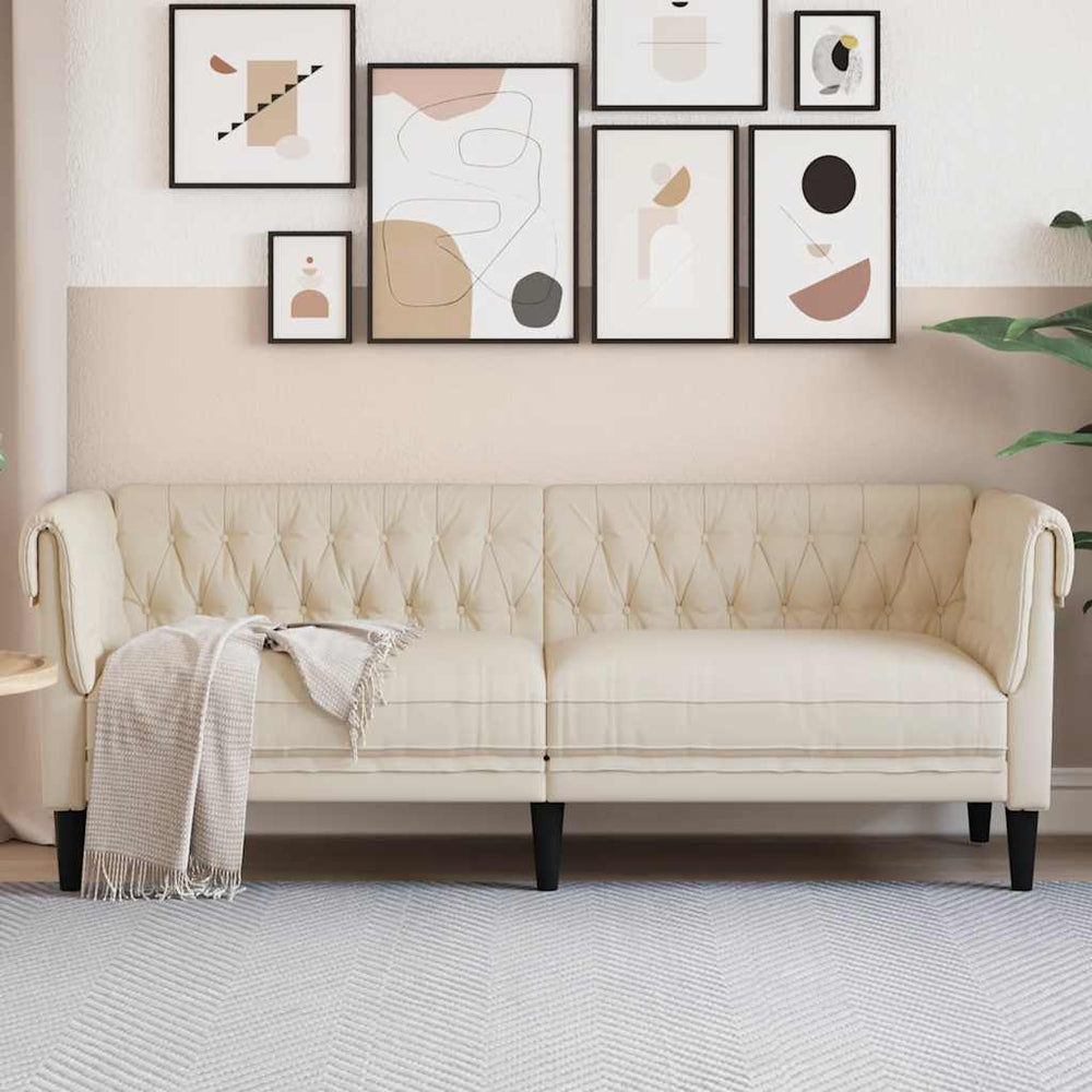 Chesterfield Leinen Sofa 3-Sitzer