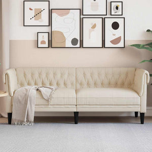 Chesterfield Leinen Sofa 3-Sitzer