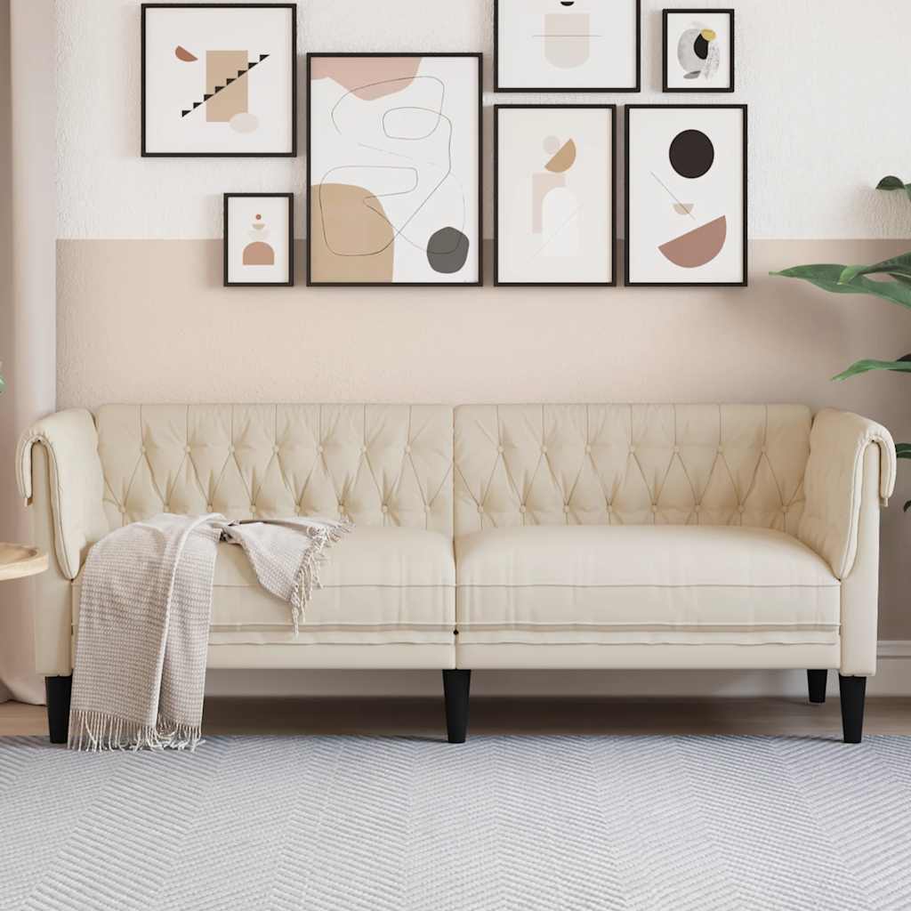 Chesterfield Leinen Sofa 3-Sitzer