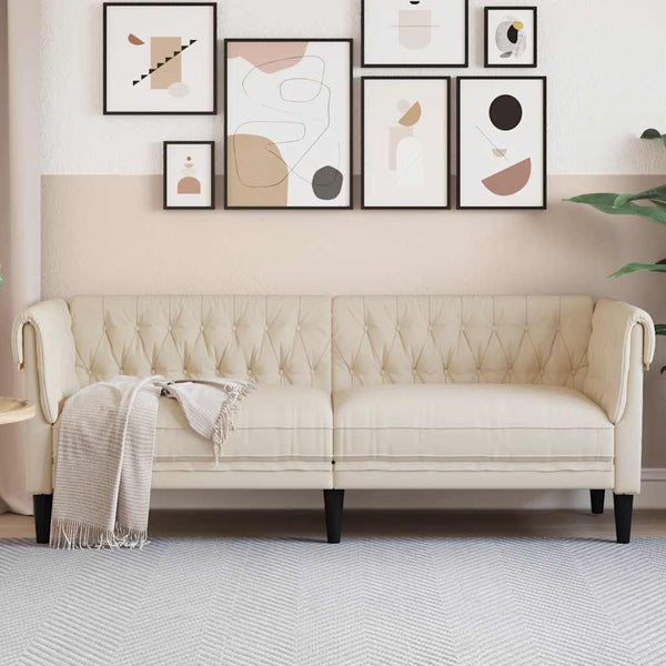 Chesterfield Leinen Sofa 3-Sitzer