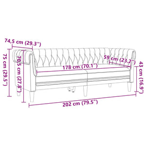 Chesterfield Sofa 3-Sitzer Braun