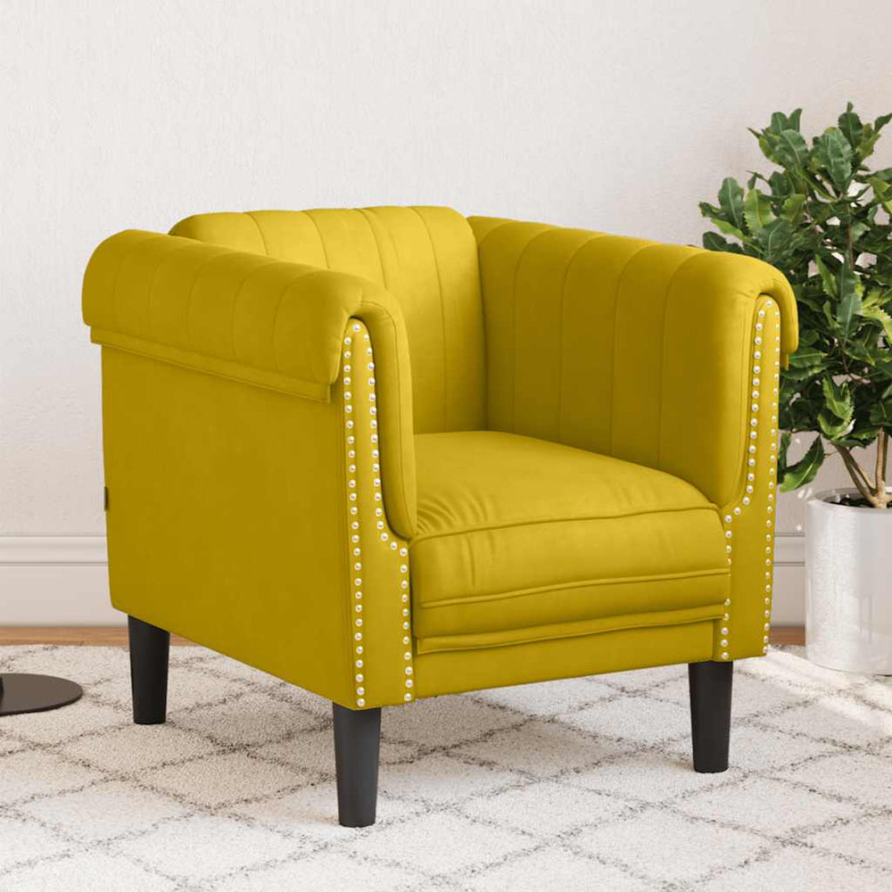 vidaXL Armchair Yellow Velvet